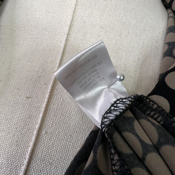 Travelsmith | Black dress with brown tan polka dots | long sleeve | Sz SP - Picture 7 of 7